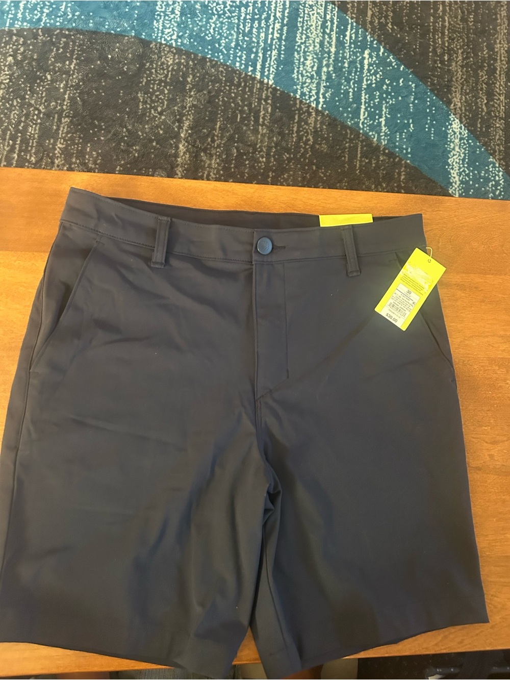 all in motion Men's Navy Flat Front Performance Shorts golf